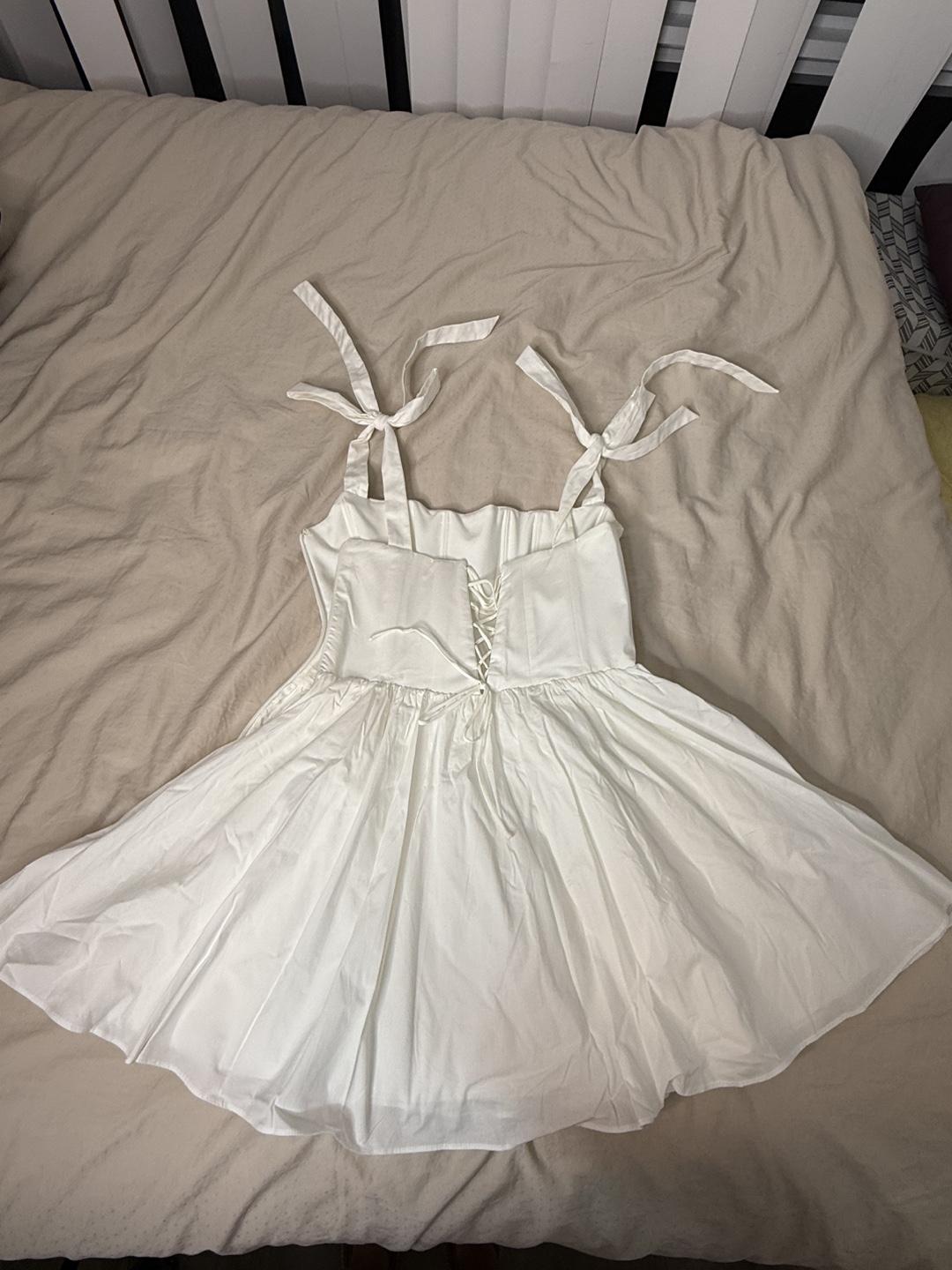 White Eyelet Lace-Up Mini Dress - photo 2