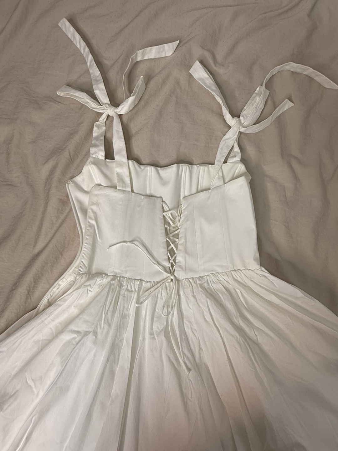 White Eyelet Lace-Up Mini Dress - photo 3
