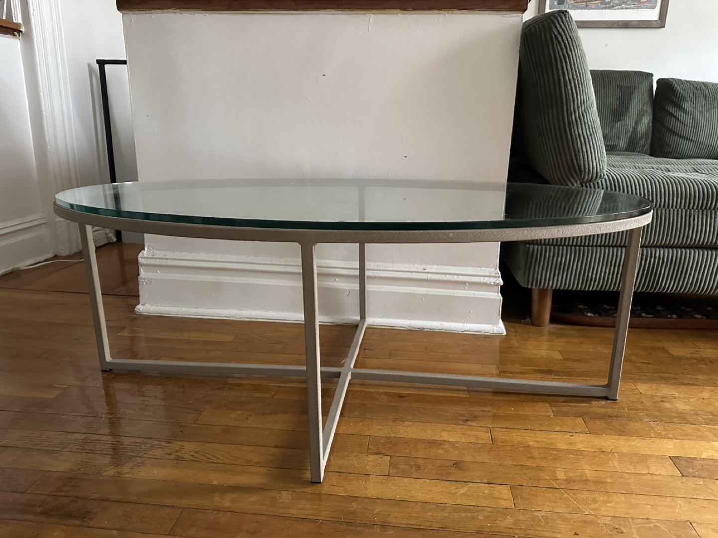 Oval Glass Top Coffee Table with Metal Frame - photo 4
