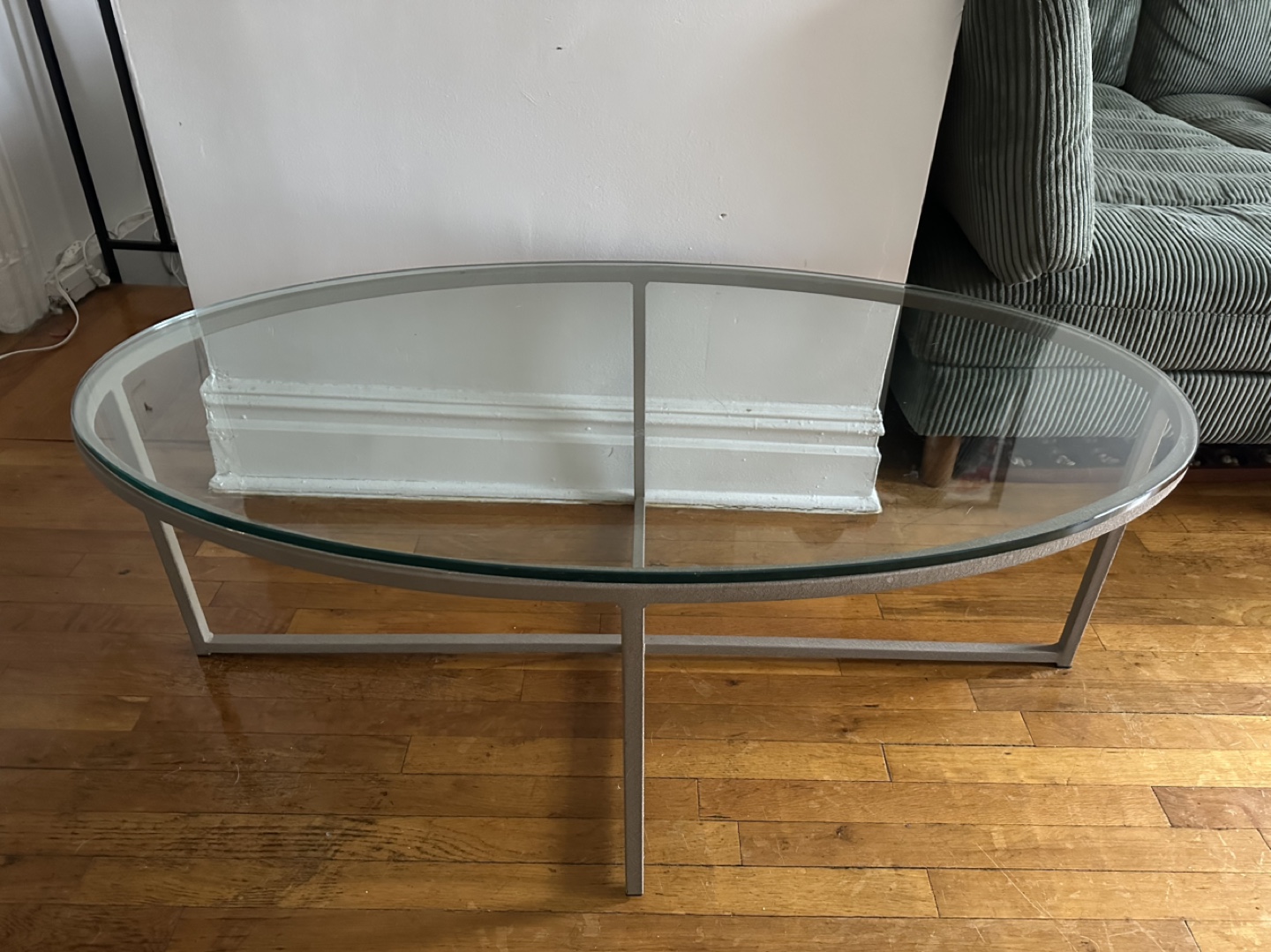 Oval Glass Top Coffee Table with Metal Frame - photo 3