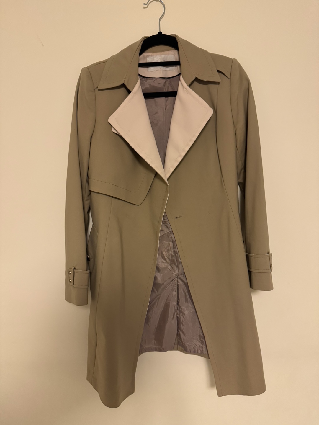 Women's Beige Trench Coat with Contrast Collar