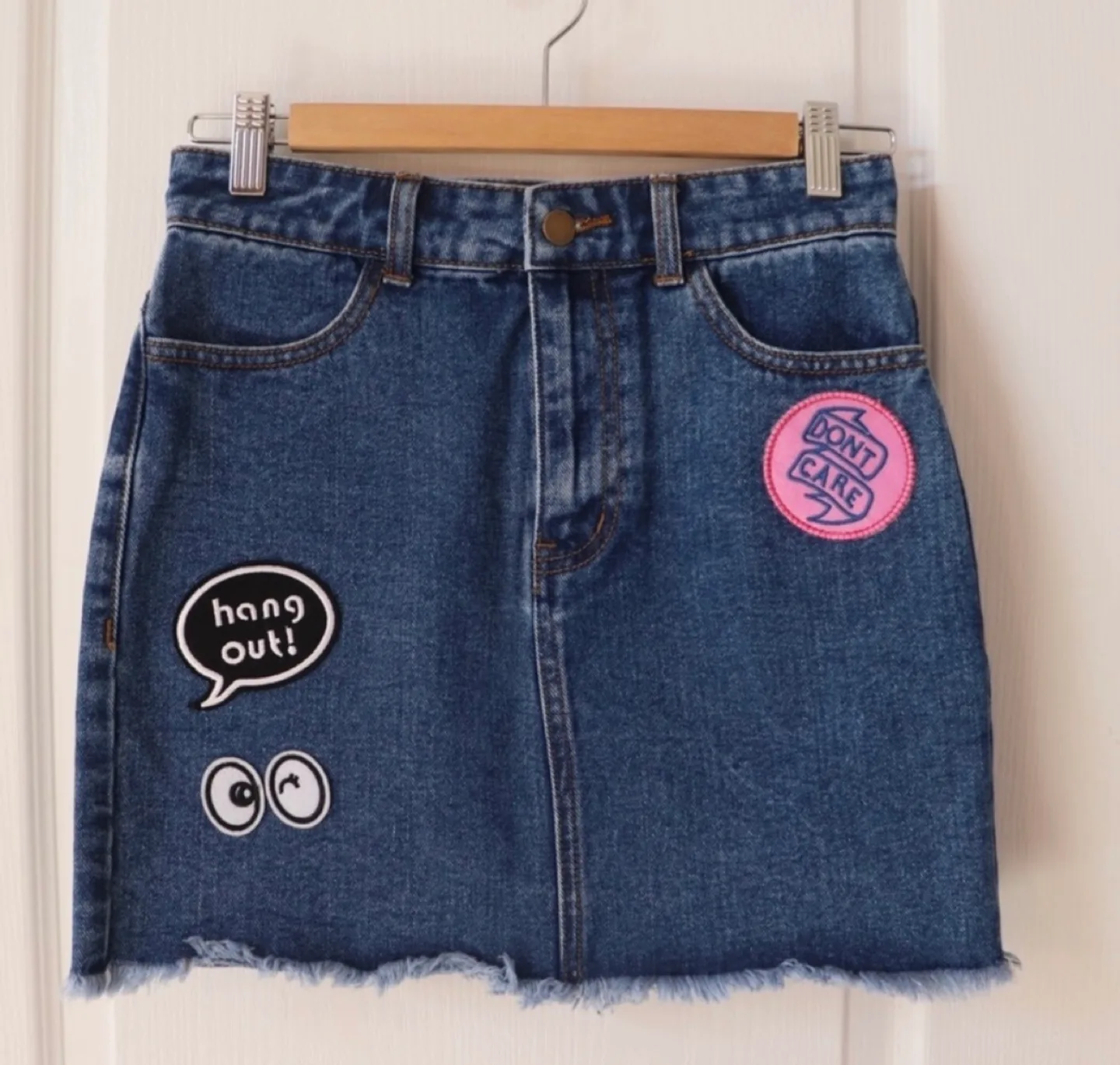 Forever 21 Denim Mini Skirt with Patches image indicator(6)