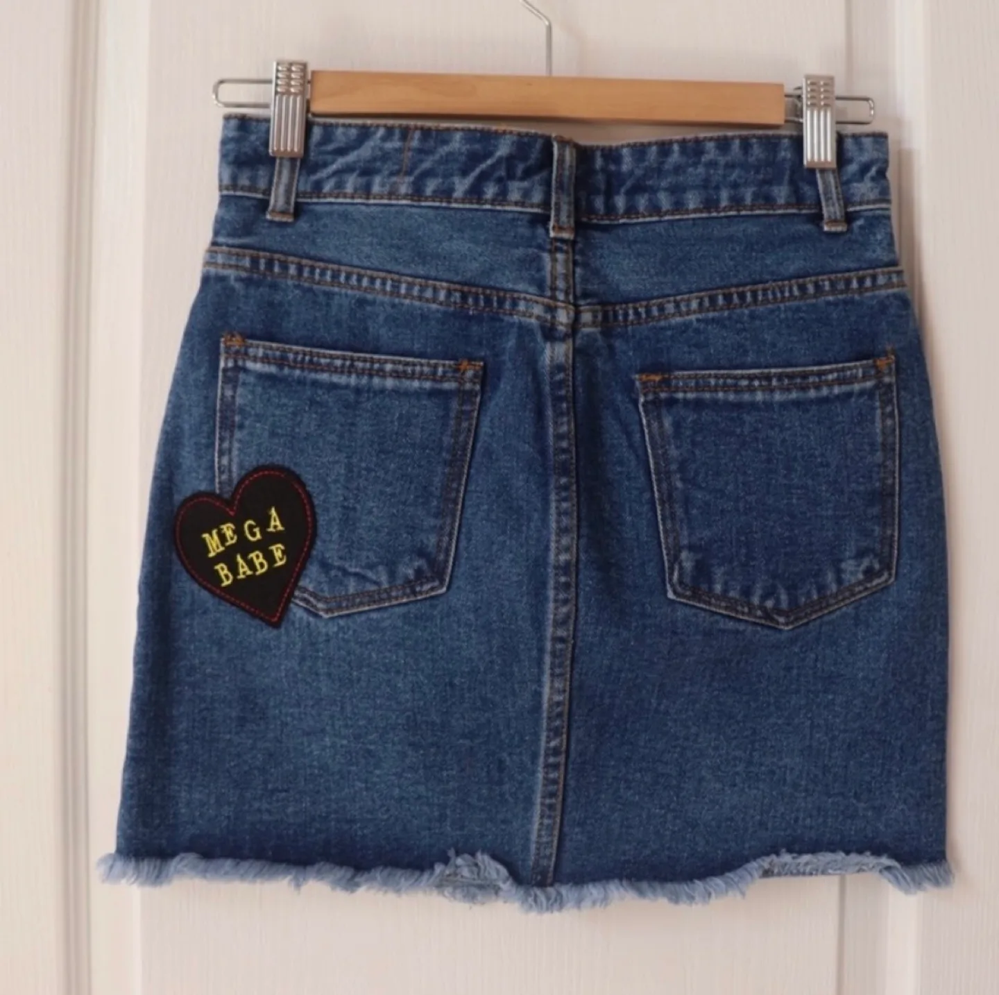 Forever 21 Denim Mini Skirt with Patches image indicator(3)