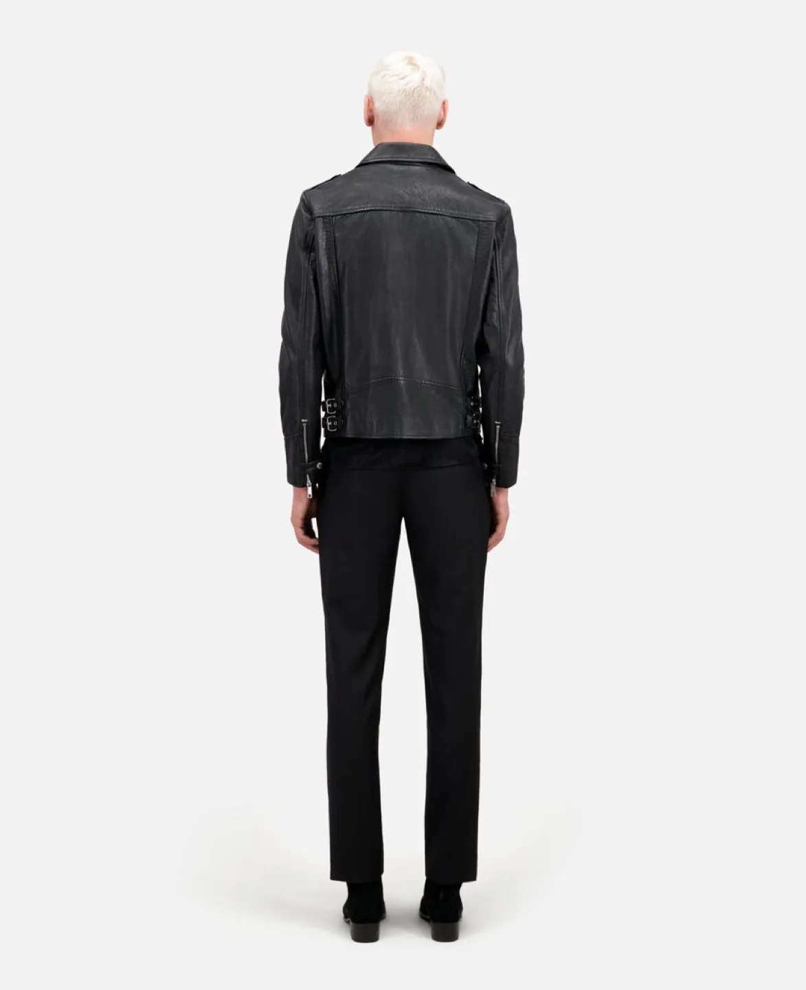 The Kooples Men's Black Leather Motorcycle Jacket image indicator(4)