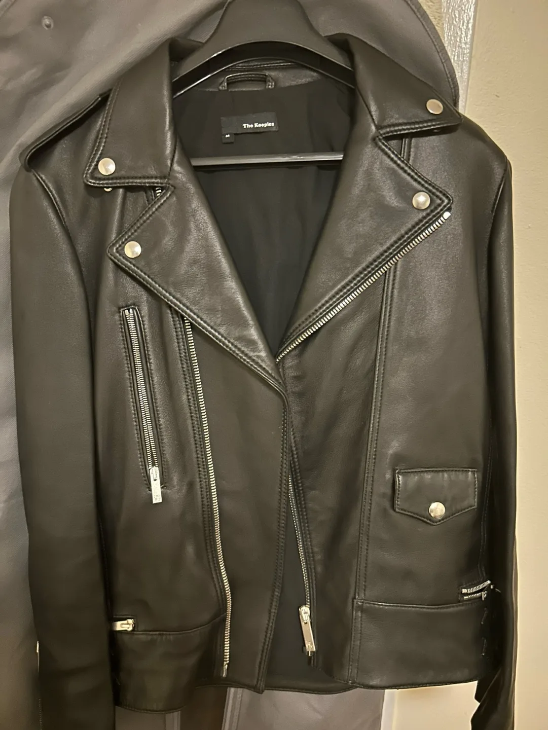 The Kooples Men's Black Leather Motorcycle Jacket image indicator(2)