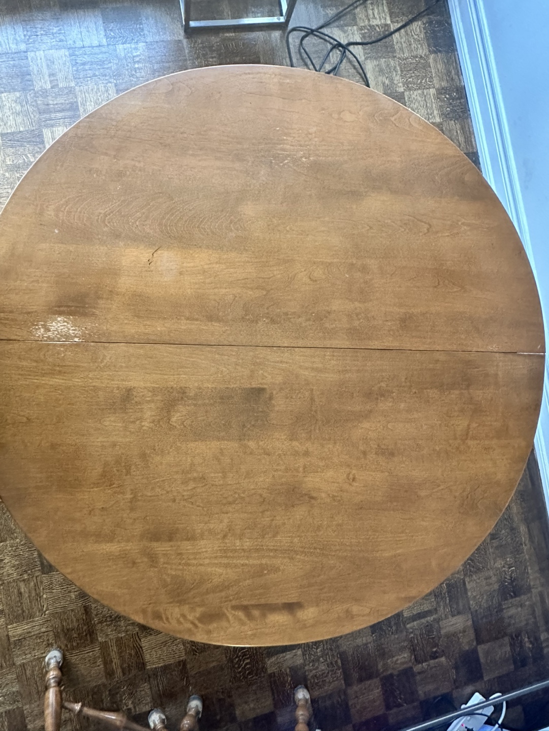 Round Wooden Drop-Leaf Table with extension - photo 2