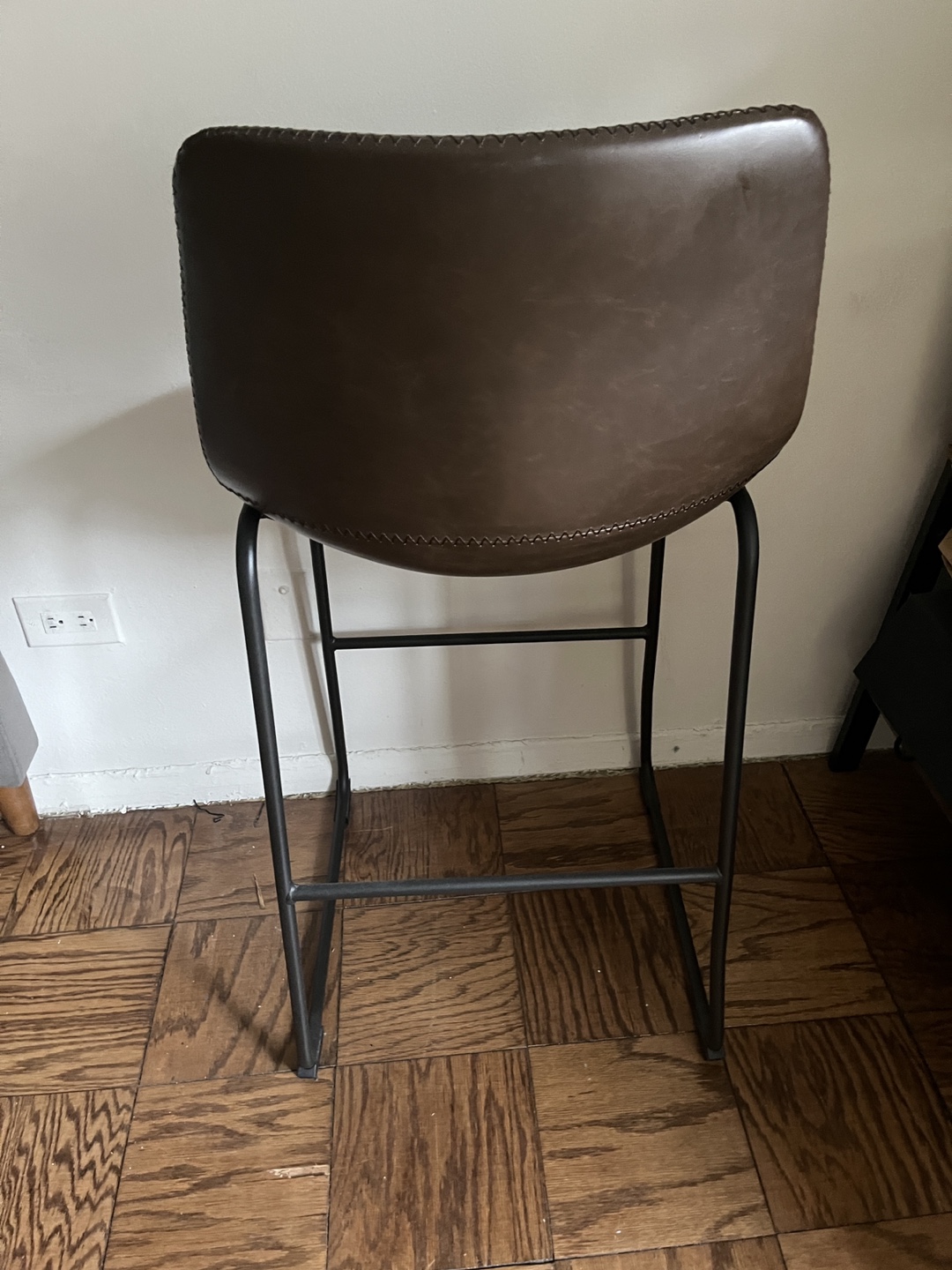 Pair of Brown Leather Bar Stools - photo 4