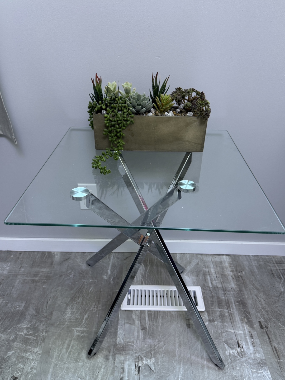 Glass and Chrome Accent Table