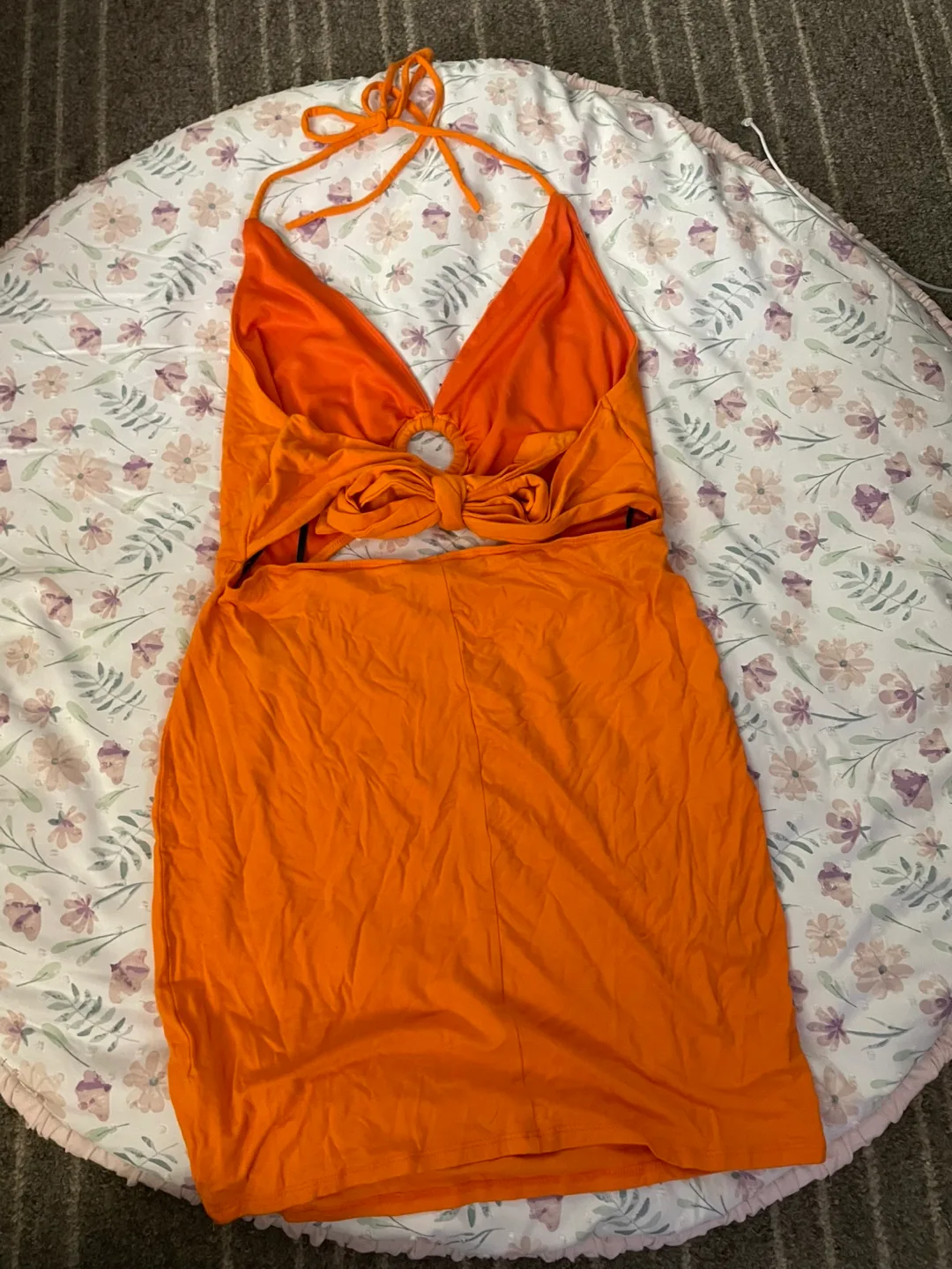 Forever 21 Orange Halter Neck Mini Dress Size Large image indicator(2)