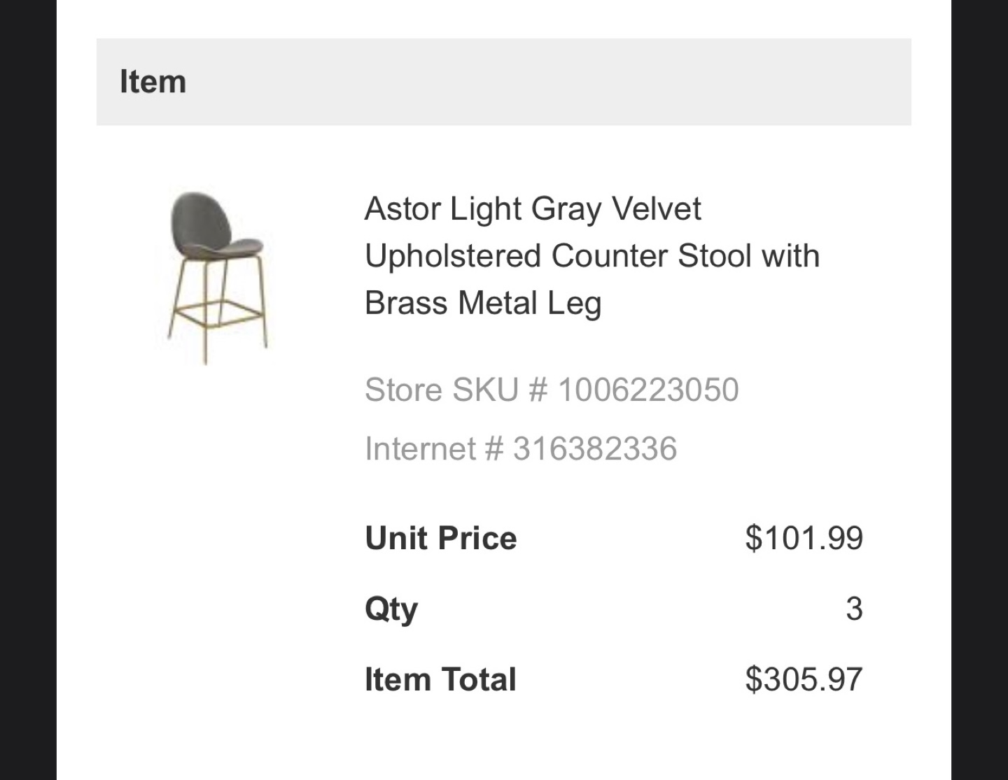 Light Gray Velvet Counter Stools - photo 3