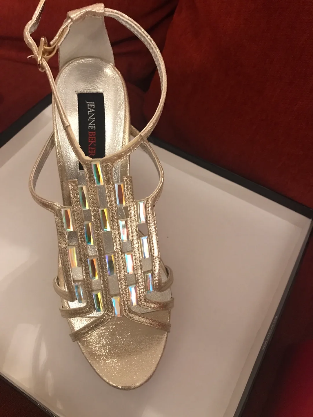 Jeanne Becker Gold Glitter High Heels Sz 7.5 B image indicator(2)