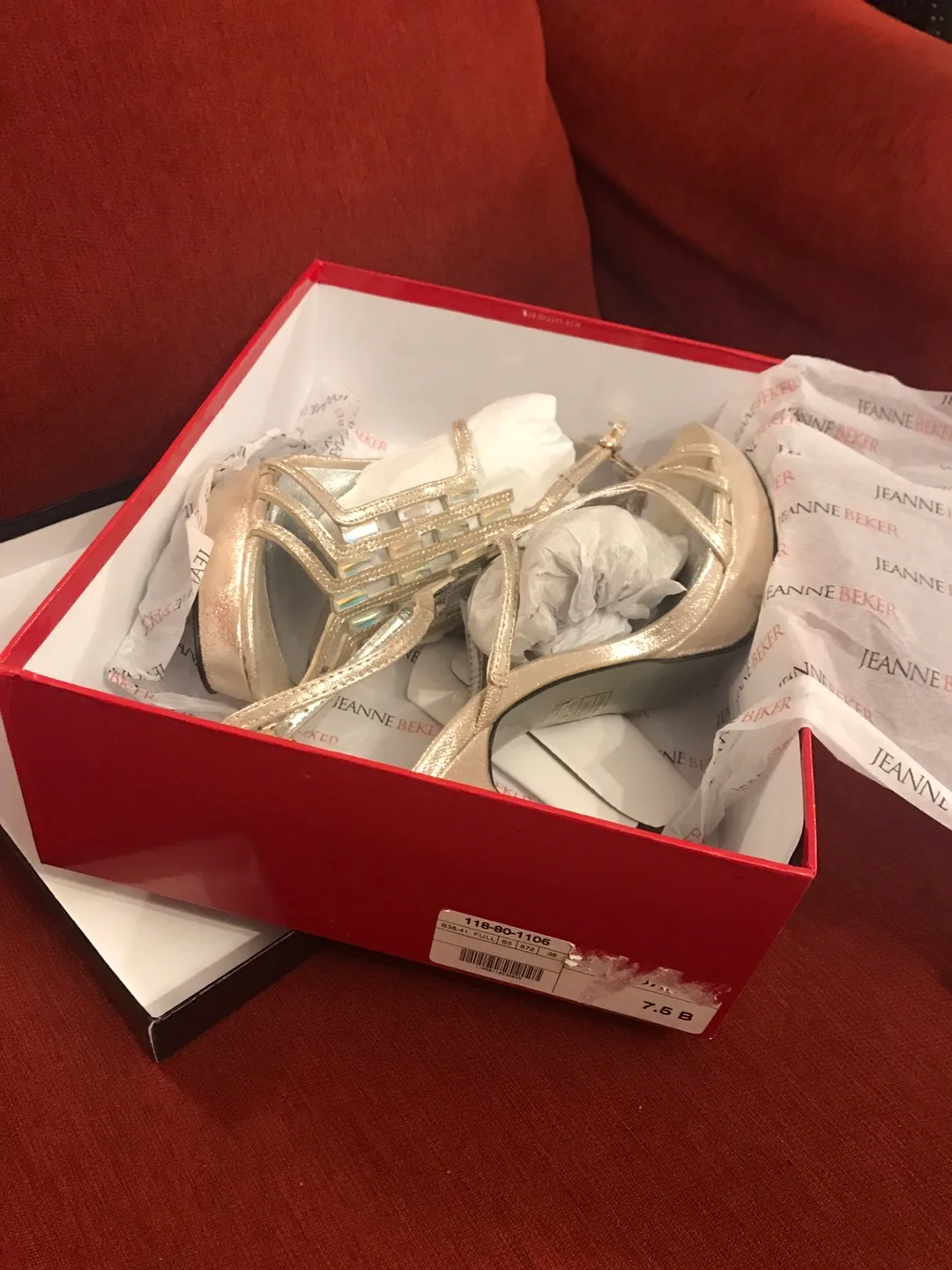 Jeanne Becker Gold Glitter High Heels Sz 7.5 B image indicator(5)