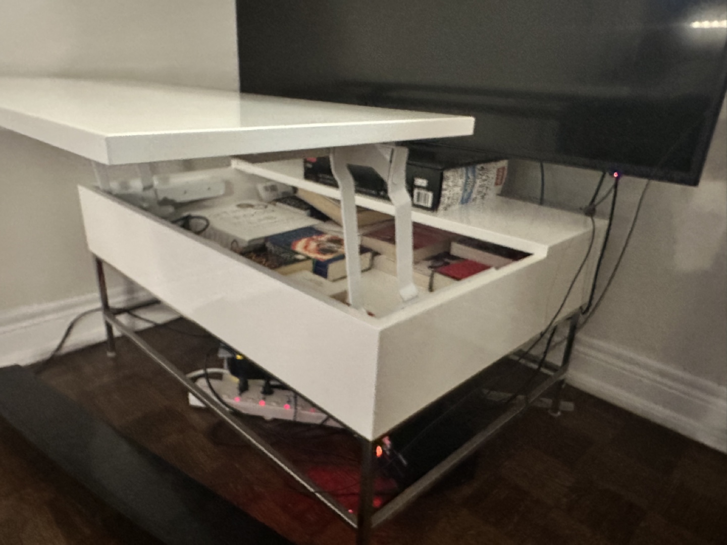 White Lift-Top Coffee Table with Storage - photo 2