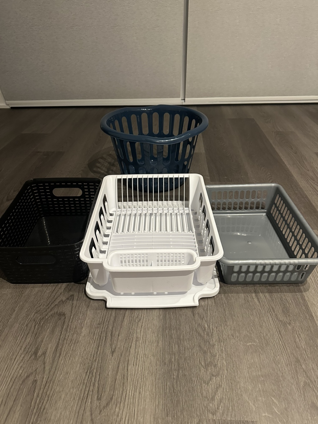 Kitchen Storage Set: Dish Rack, Baskets & Laundry Basket