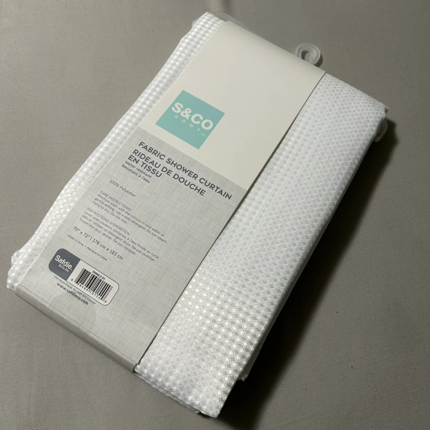 S&Co Home White Fabric Shower Curtain image indicator(2)