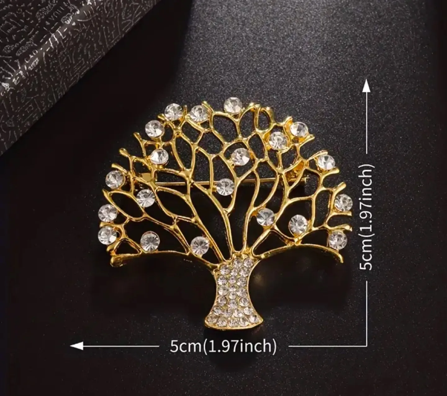 Gold Tone Tree of Life Rhinestone Brooch image indicator(6)