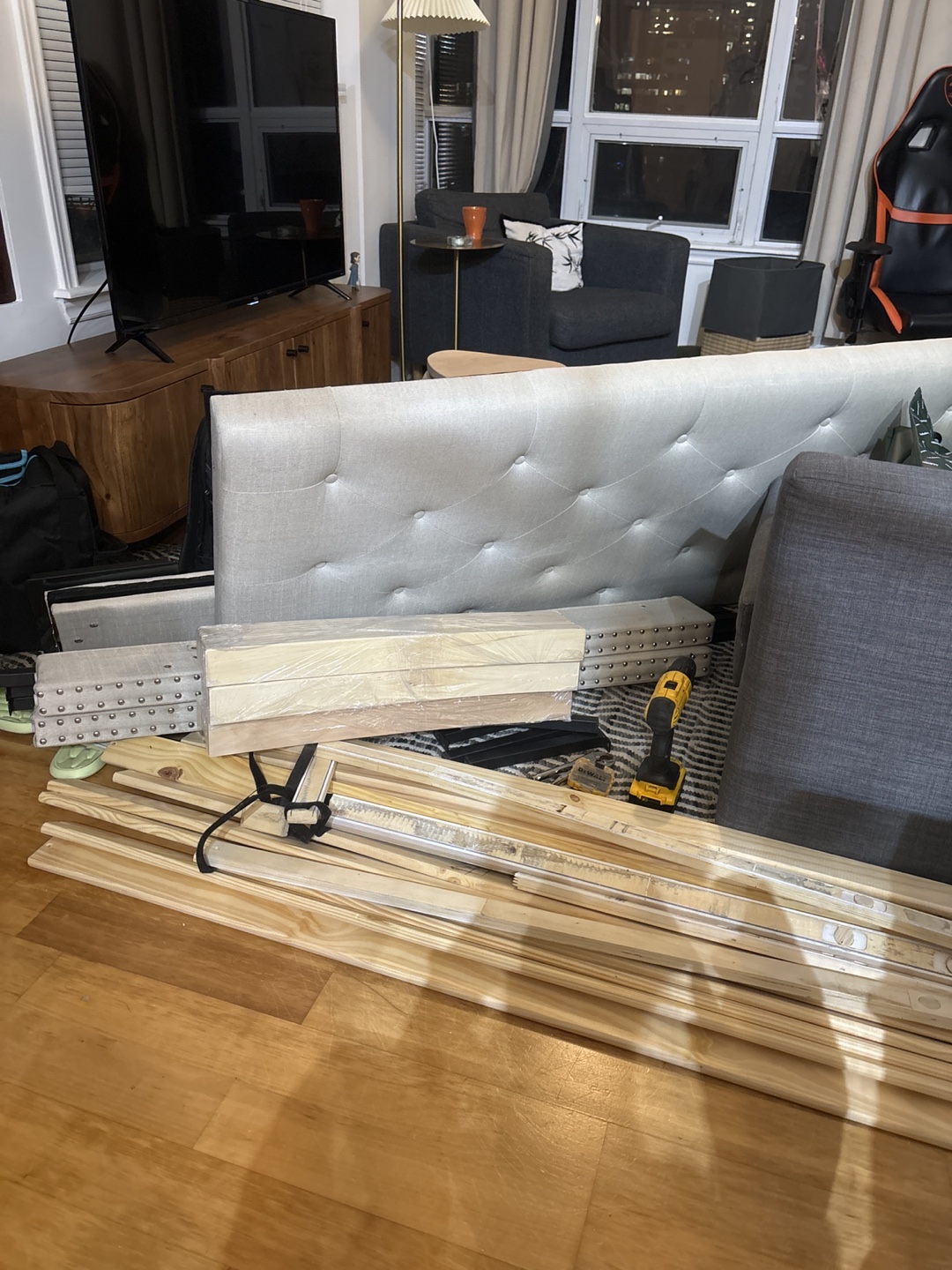 KING Upholstered Bed Frame with Storage Drawers - photo 2