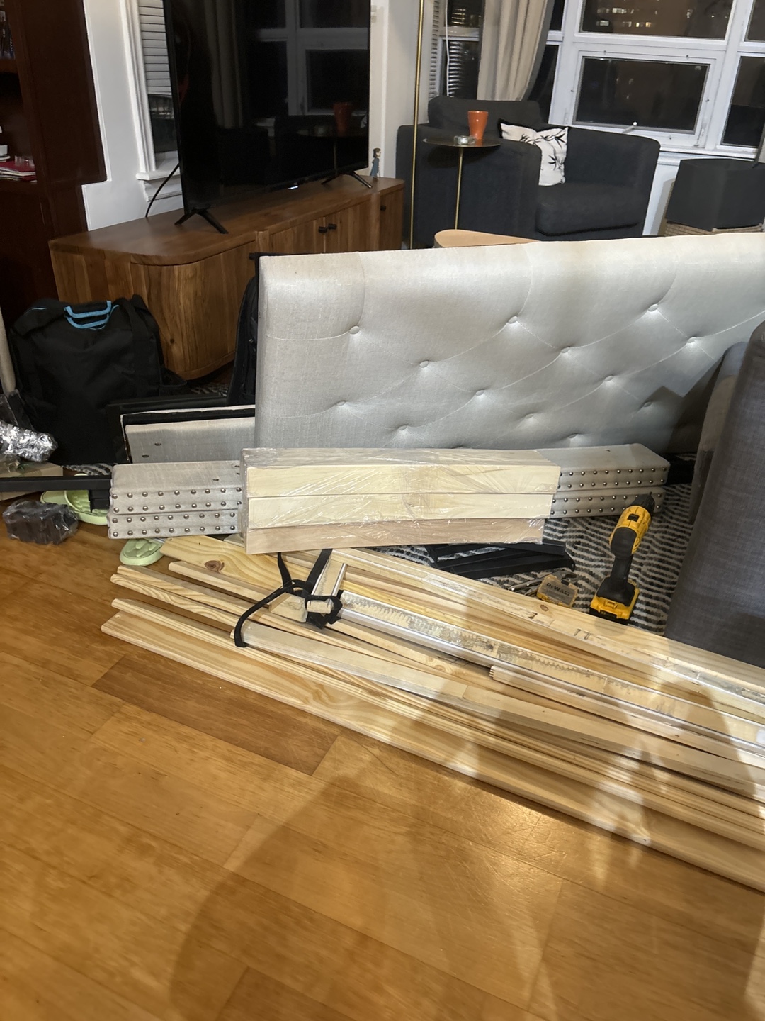 KING Upholstered Bed Frame with Storage Drawers - photo 3
