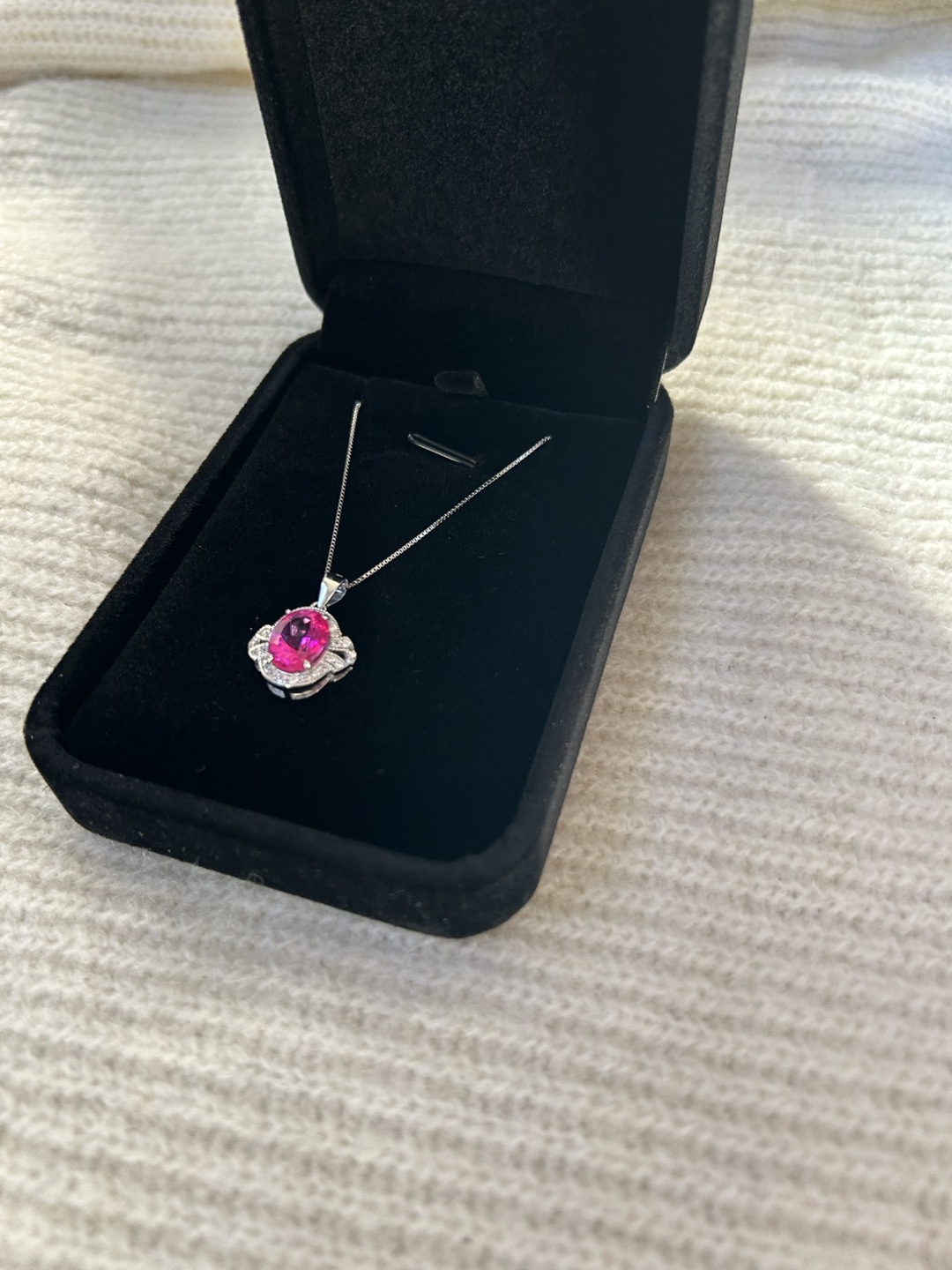Pink Gemstone and Silver Necklace