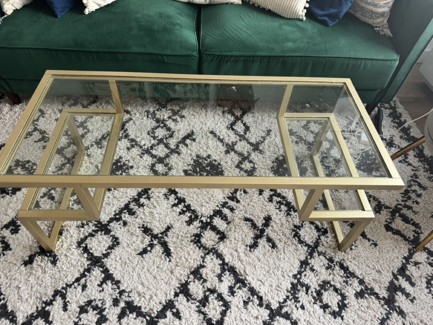 Gold Metal and Glass Coffee Table - photo 2