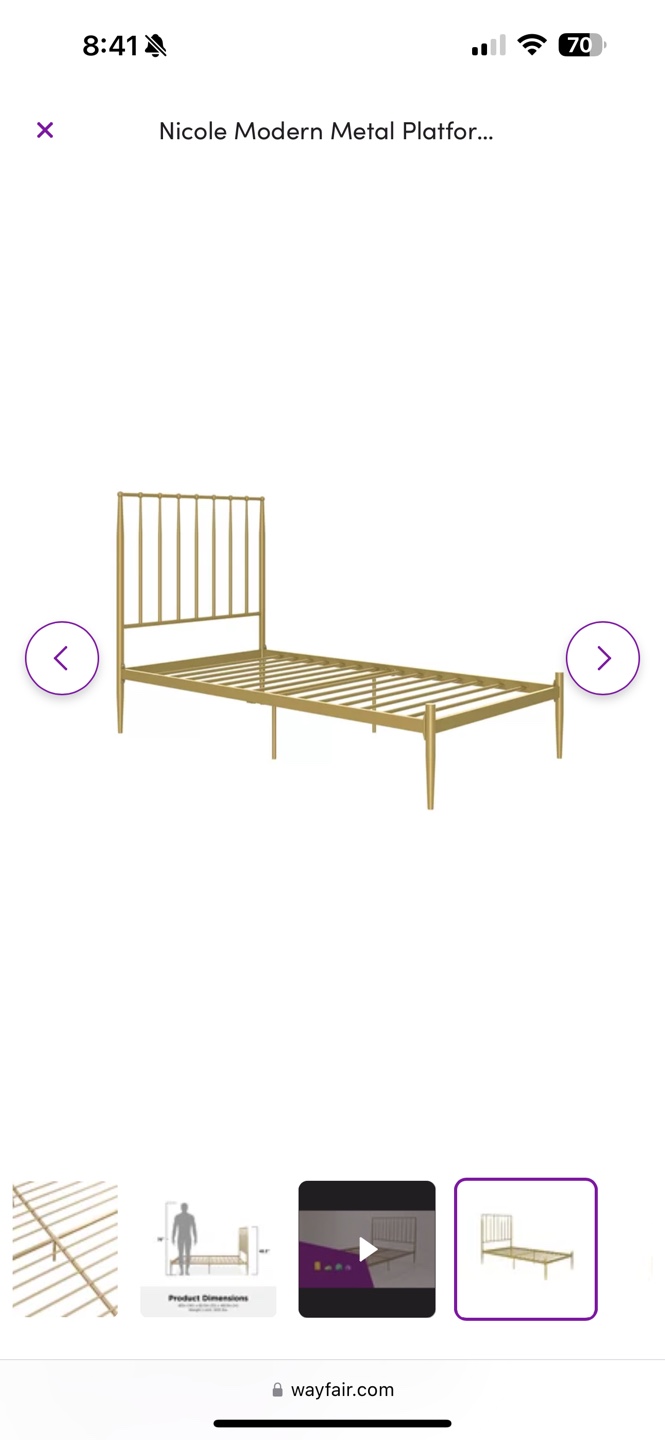 Gold Metal Full Size Platform Bed Frame - photo 4