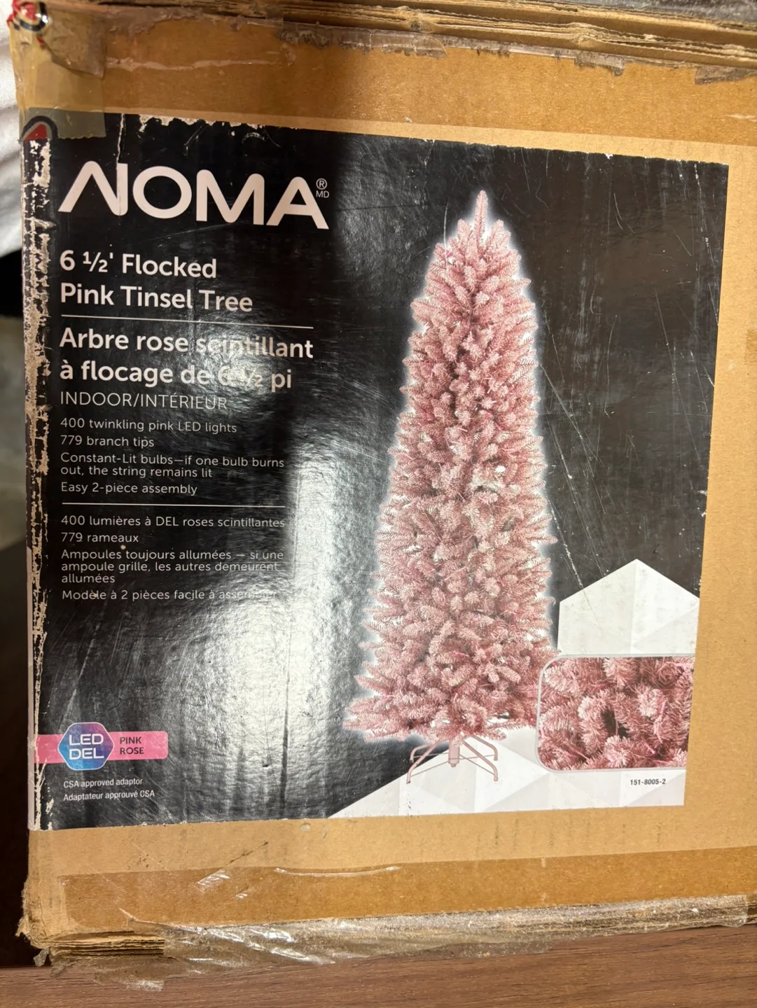 6 1/2 Foot Pre-lit Pink Flocked Artificial Christmas Tree image indicator(2)