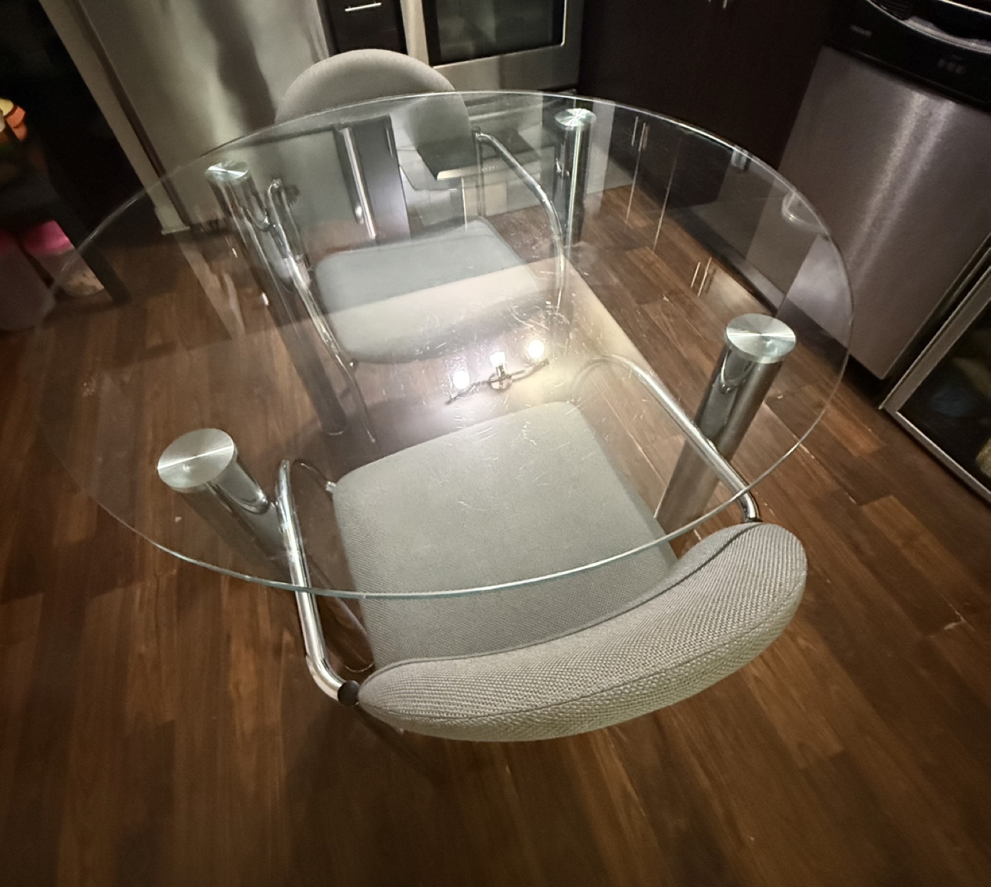 Glass-top dining table with two chairs - photo 3