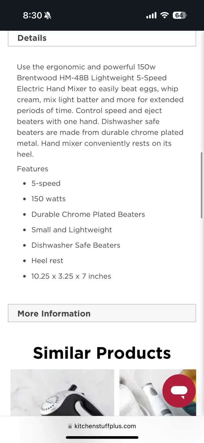 Brentwood Lightweight 5-Speed Hand Mixer - Red image indicator(3)