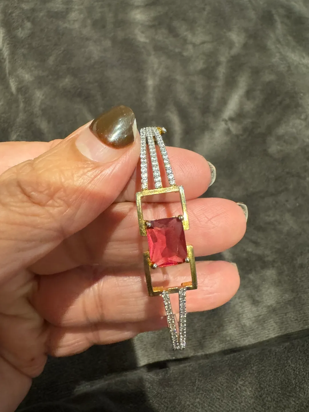 Two Red Gemstone & CZ Bracelets image indicator(3)