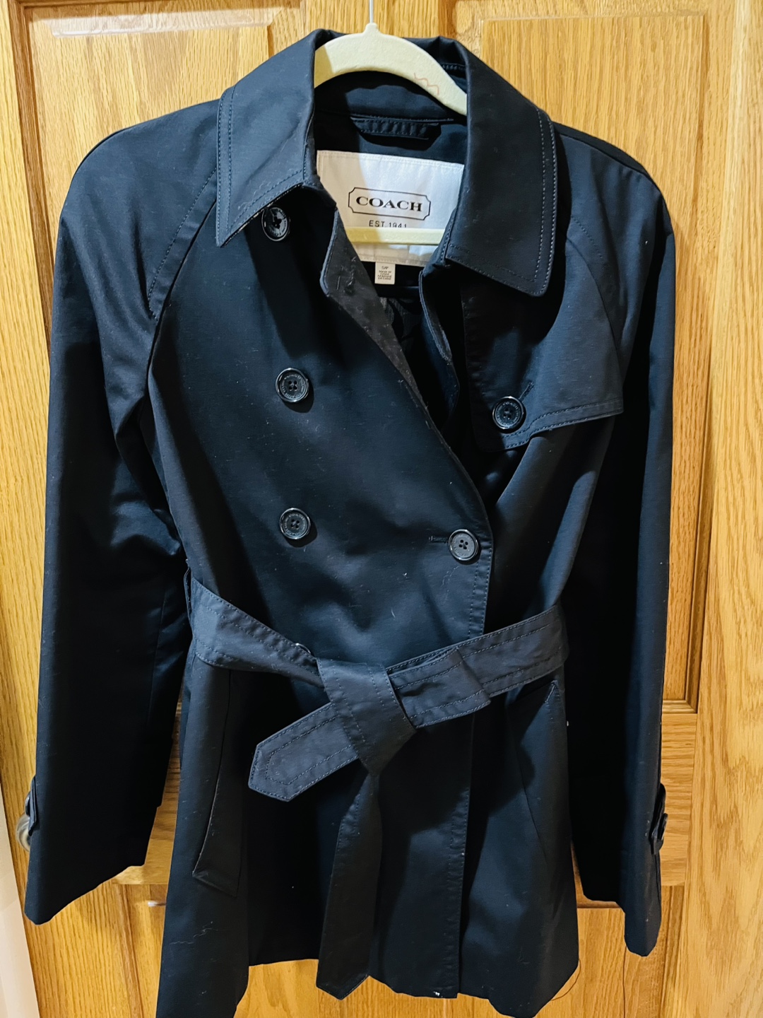 Coach Black Trench Coat Size Small