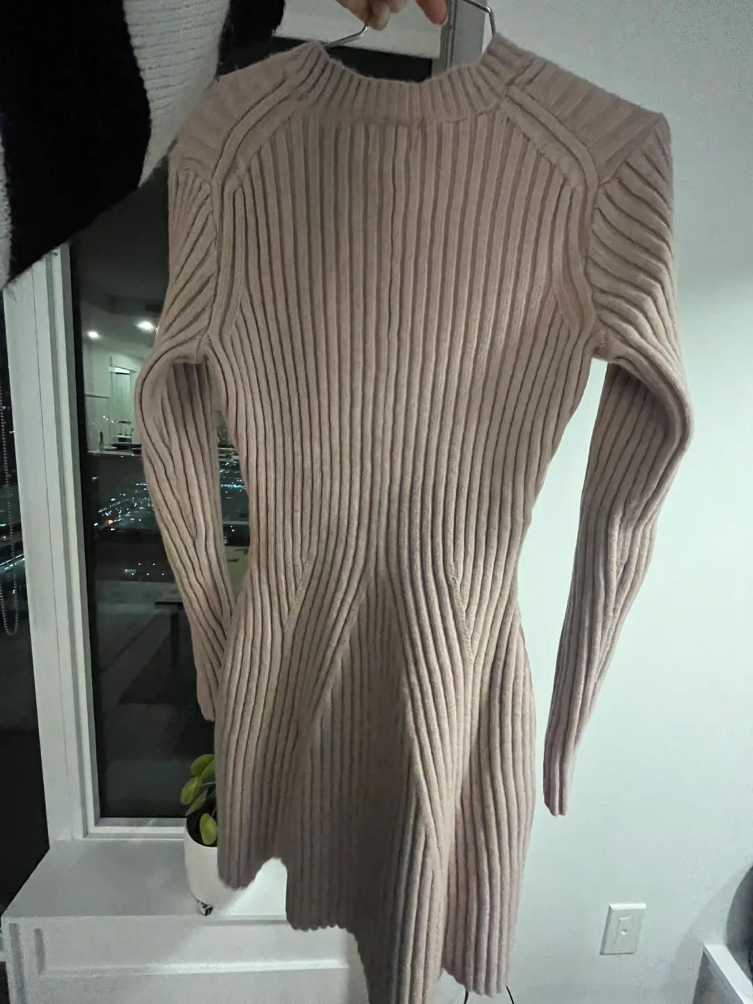 H&M Pink Ribbed Knit Sweater Dress Size Small image indicator(2)