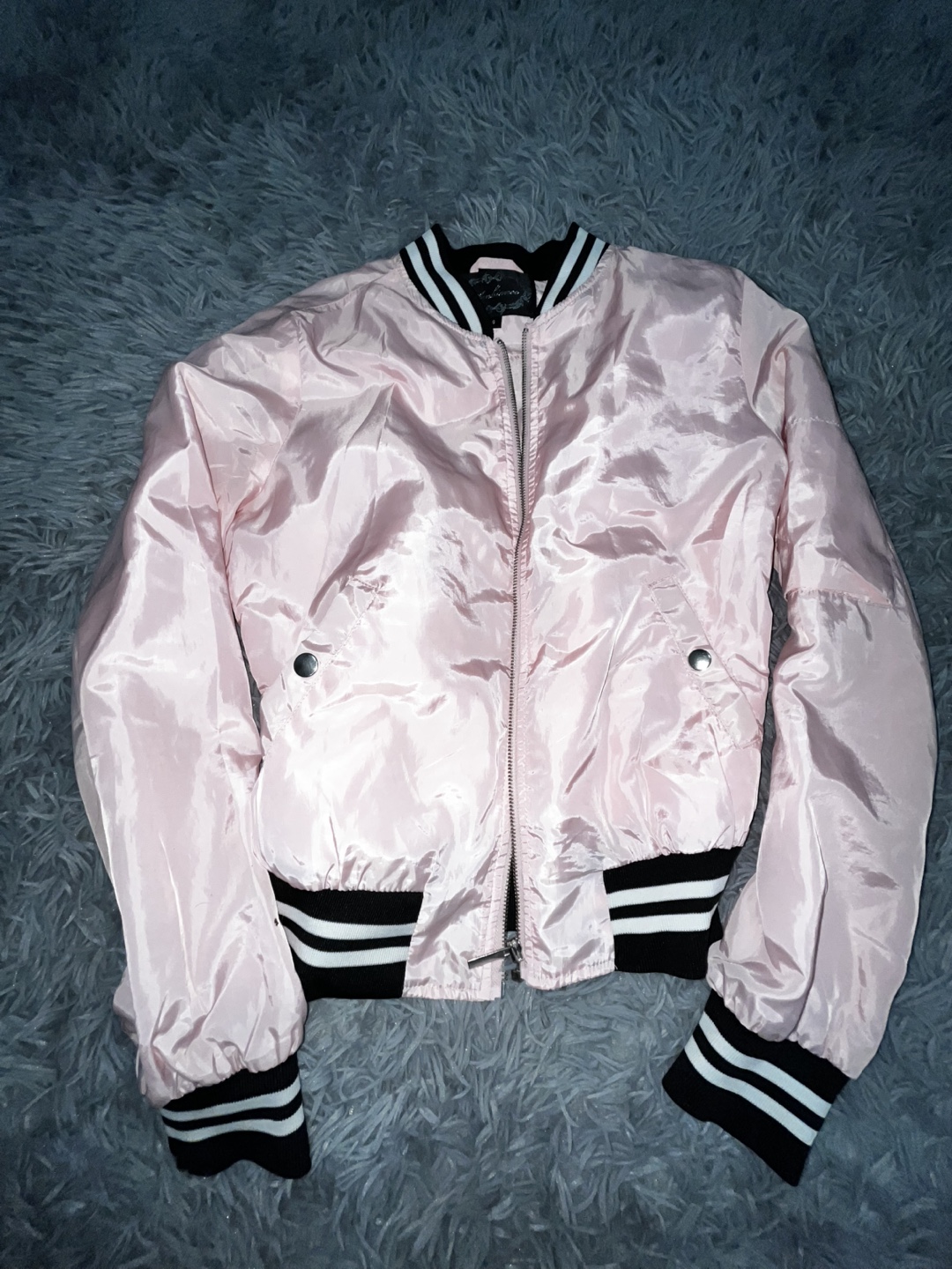 Pink Satin Baseball Jacket Size Small