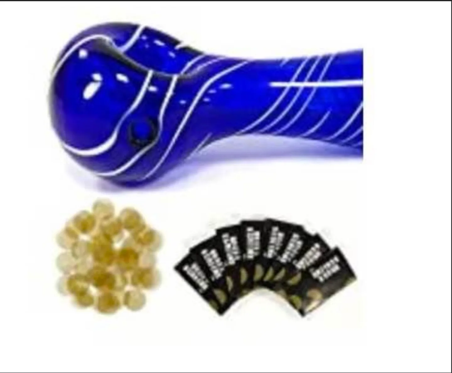 Blue and White Glass Smoking Pipe with Screens thumbnail