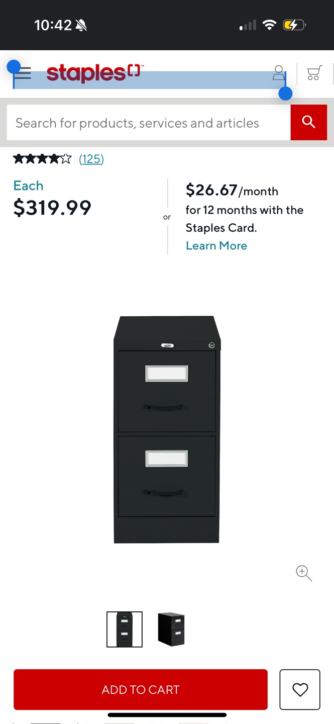 Staples 2-Drawer Lateral File Cabinet - Black