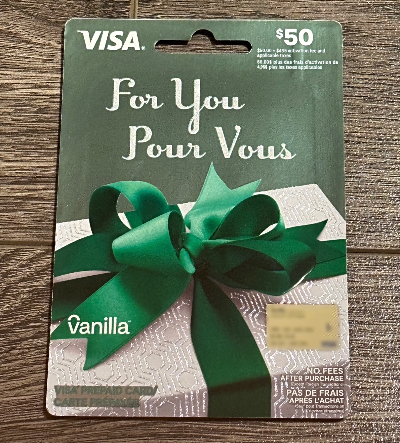$50 Vanilla Visa PrePaid Gift Card