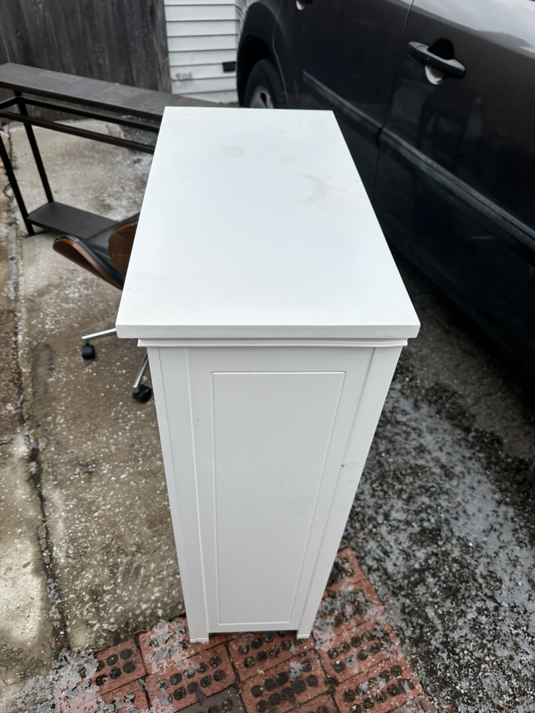 White Wooden Cabinet with Drawer and Shelves - photo 2
