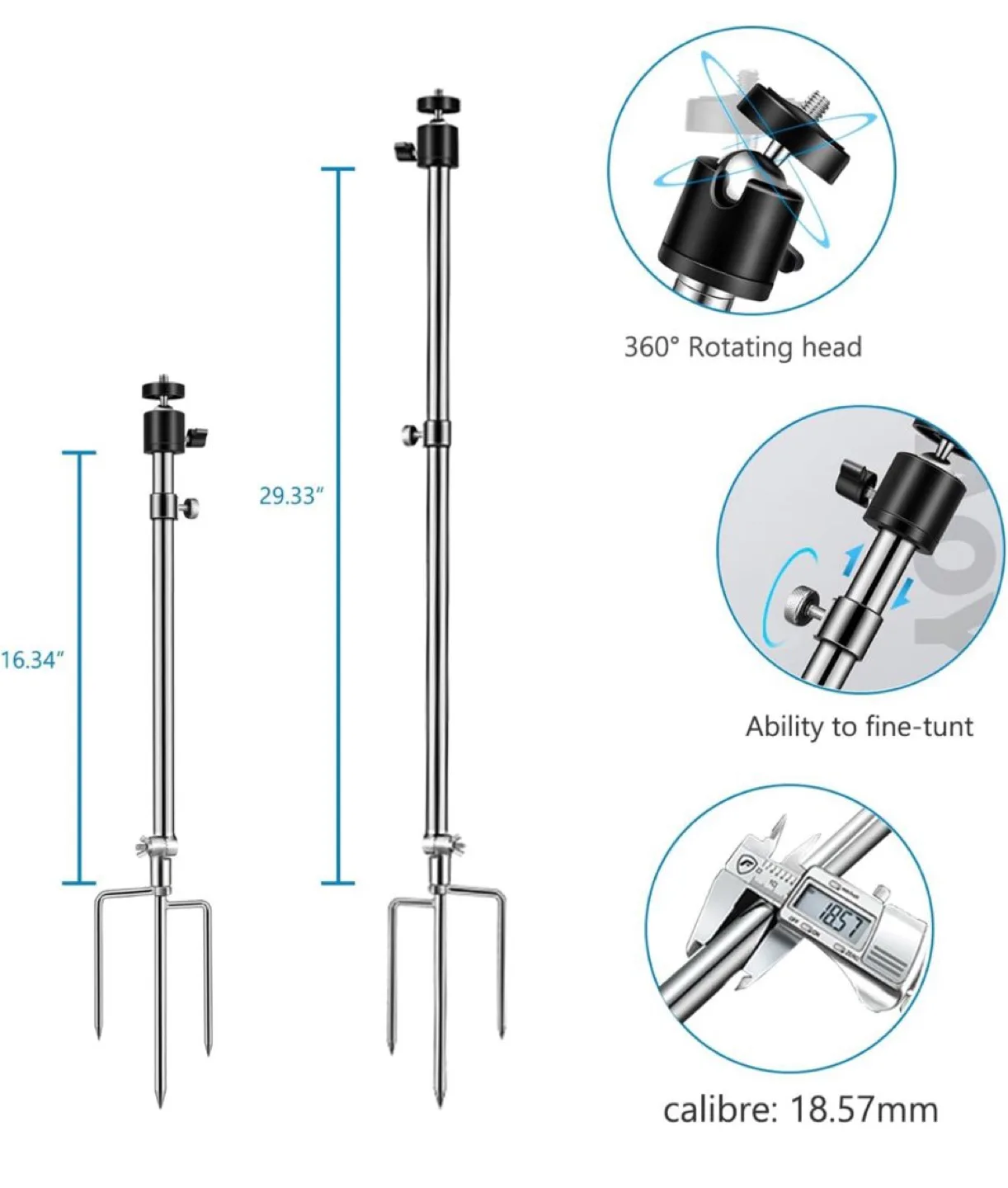 Aiueaa 3-in-1 Stainless Steel Camera Mount image indicator(4)