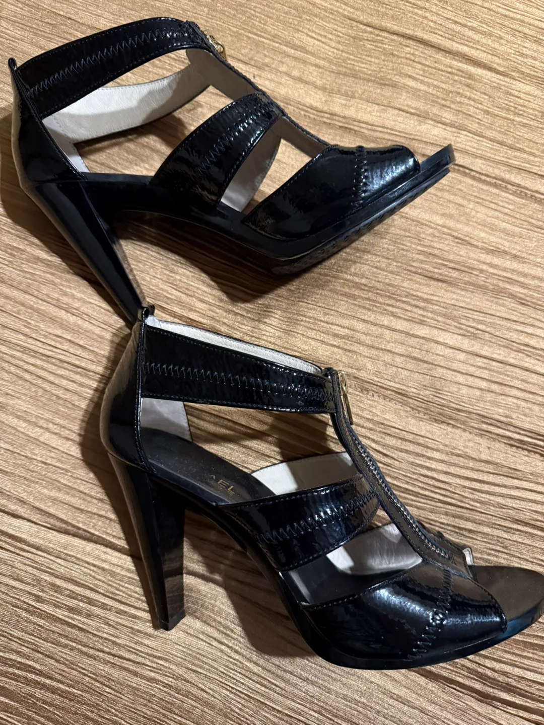 Michael Kors Black Patent Leather Zip Sandals image indicator(2)