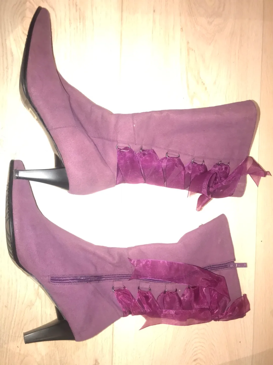 Purple Boots with Ribbon Detail thumbnail