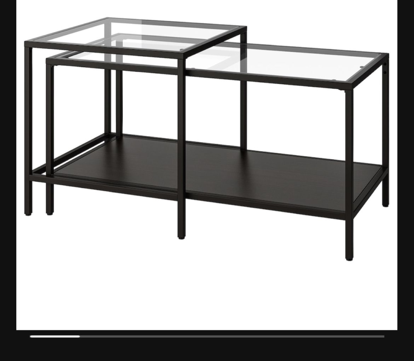 IKEA Nesting Coffee Tables - Glass Top & Black Metal Frame