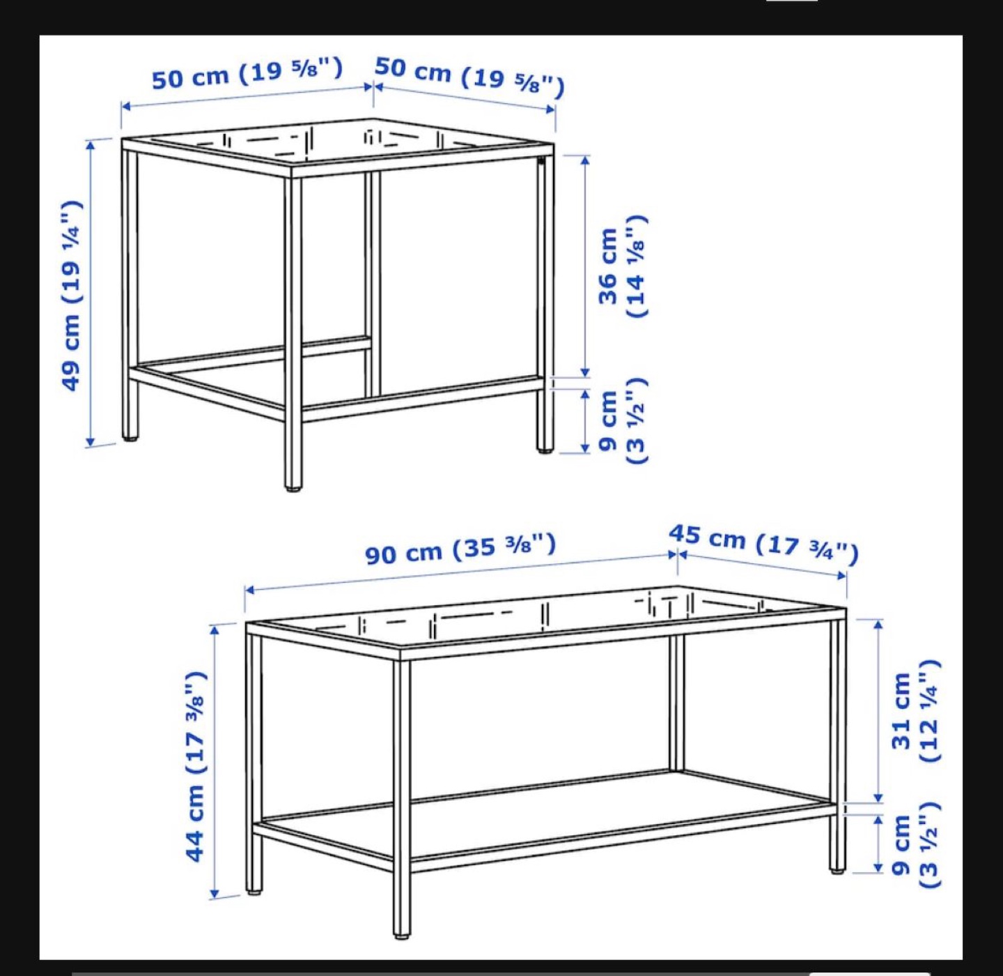 IKEA Nesting Coffee Tables - Glass Top & Black Metal Frame - photo 2