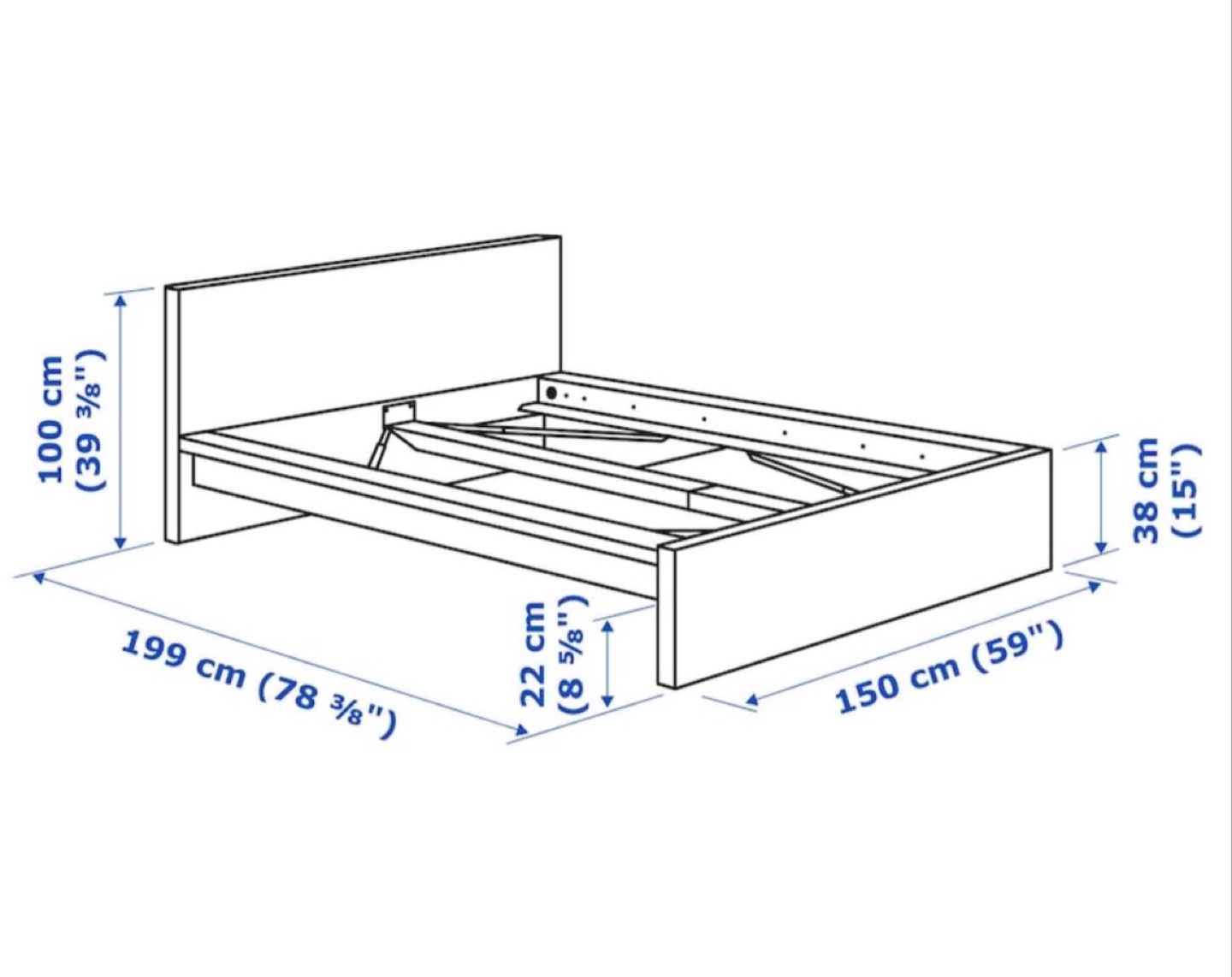 IKEA MALM Queen Bed Frame, Dark Brown - photo 2