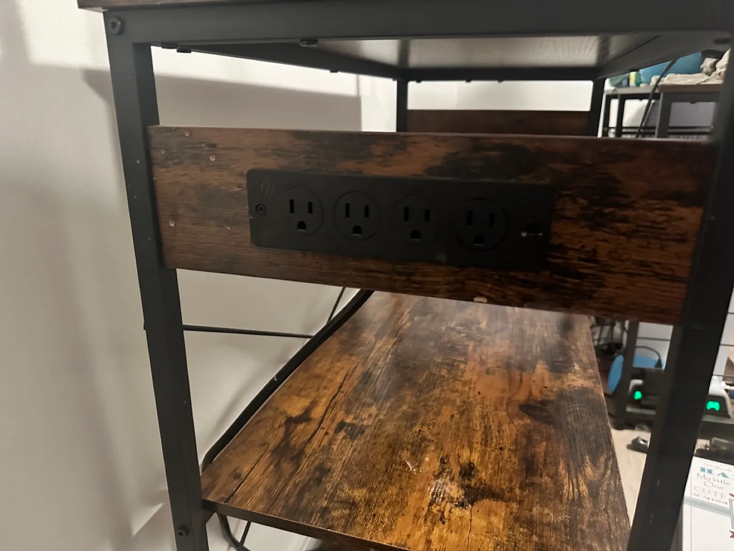 Rustic Brown Bakers Rack with Built-in Outlets image indicator(2)