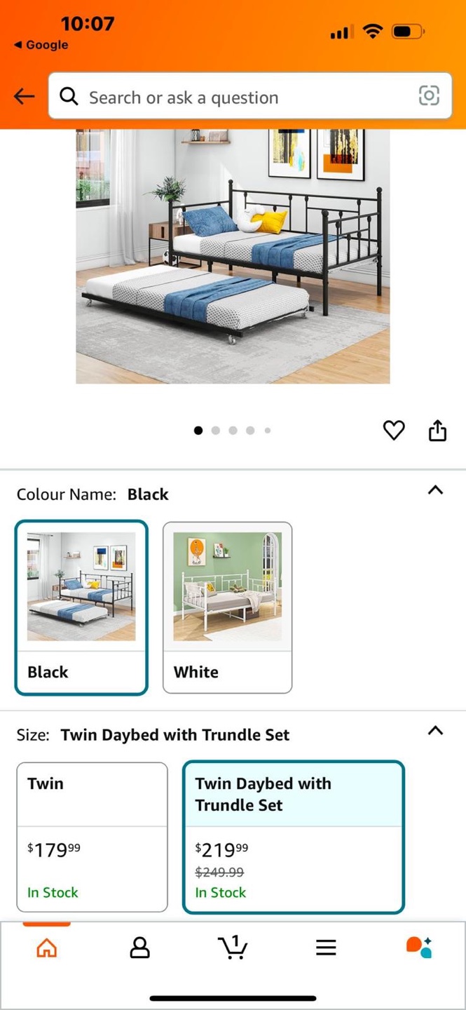 VERFARM Twin Daybed with Trundle - Black Metal Frame - photo 4