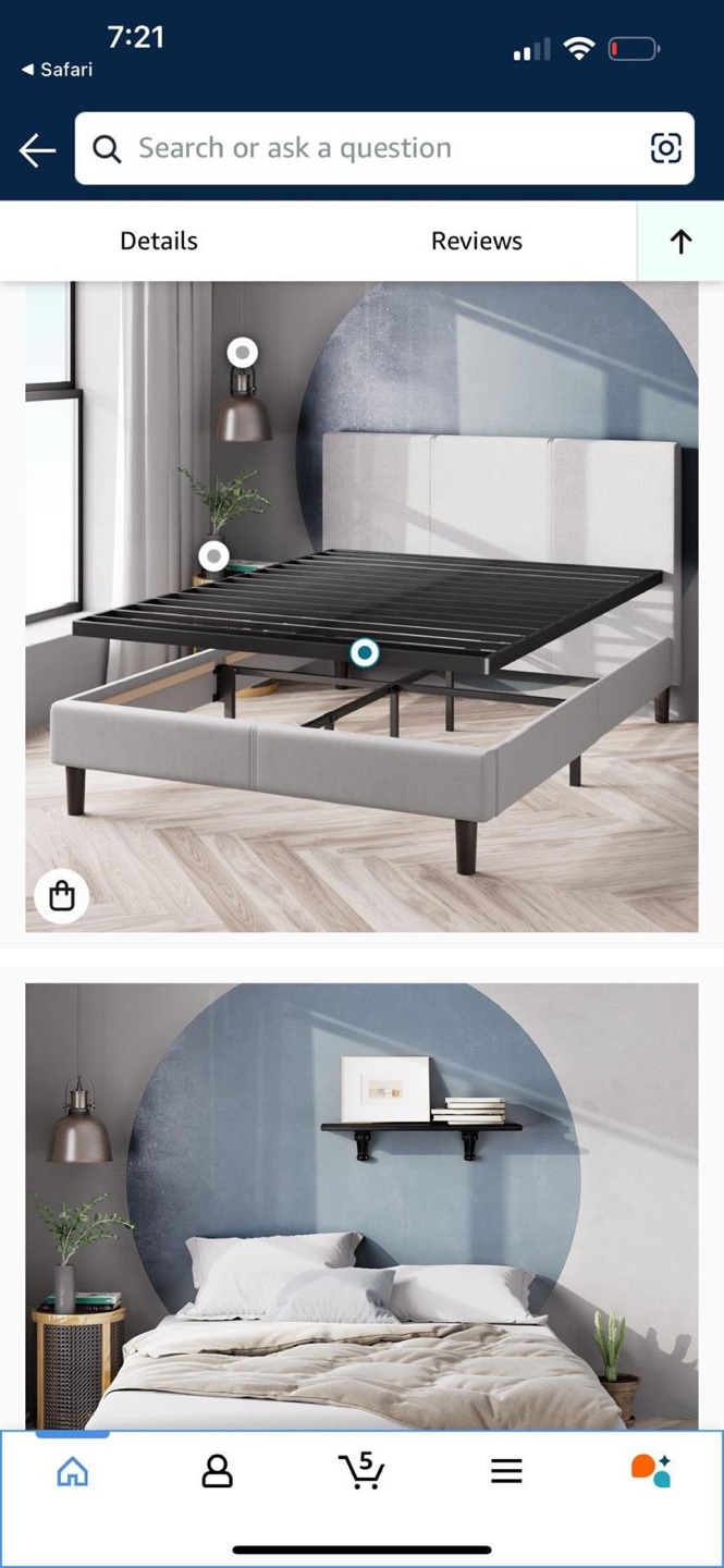 Zinus Queen Platform Bed Frame slate only, Black Metal