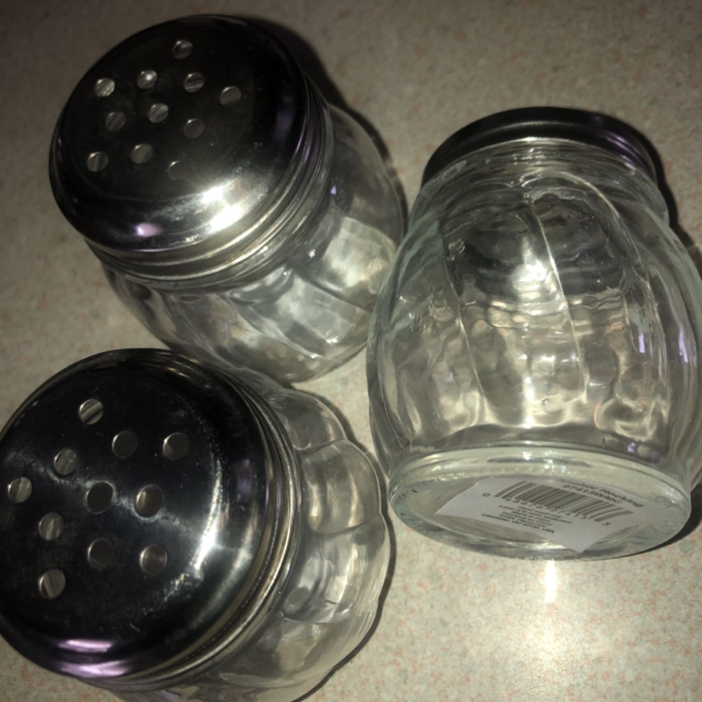 Set of three glass spice shakers new $5 all