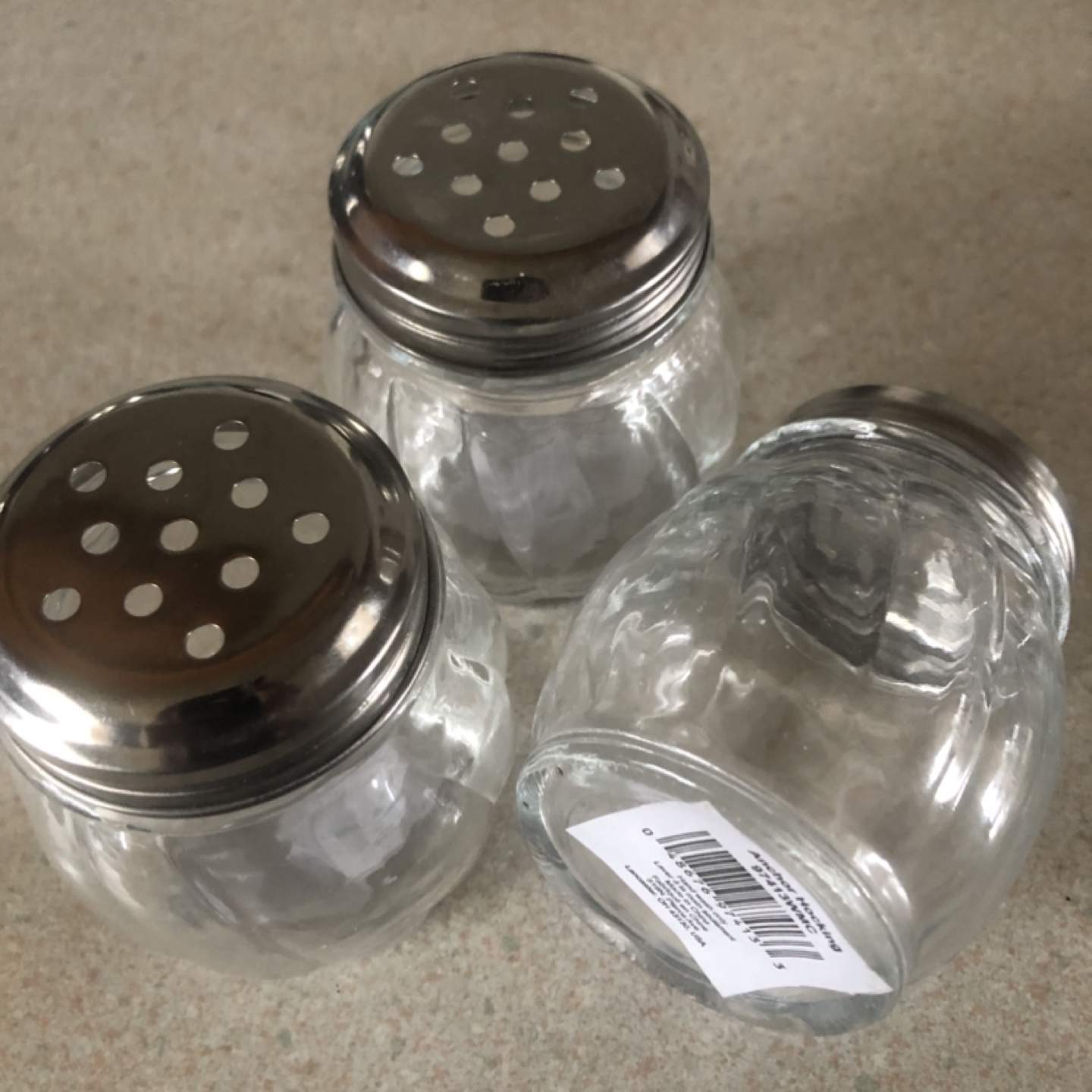Set of three glass spice shakers new $5 all - photo 3