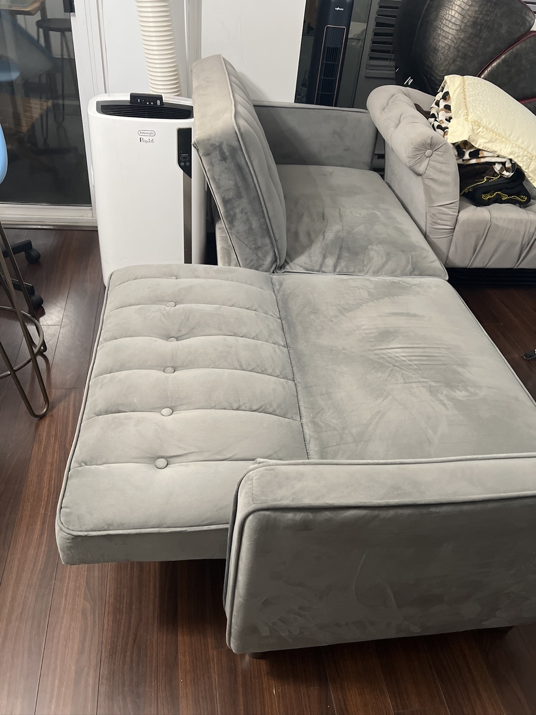 Grey Velvet Futon Sofa Bed - photo 5