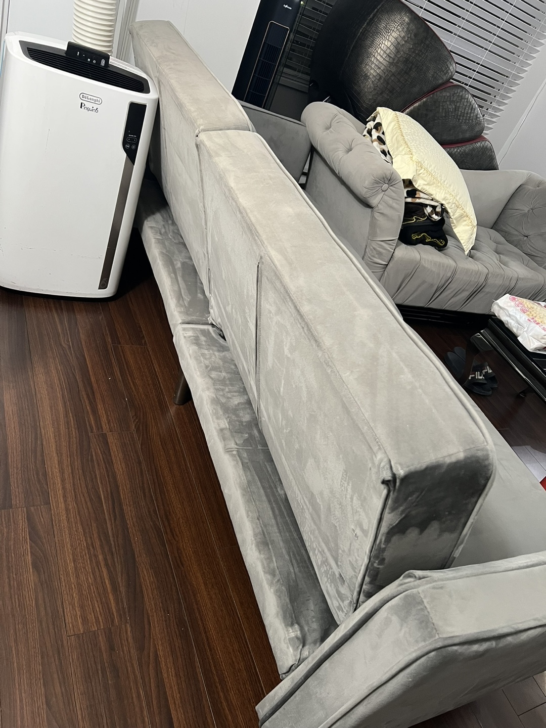 Grey Velvet Futon Sofa Bed - photo 4