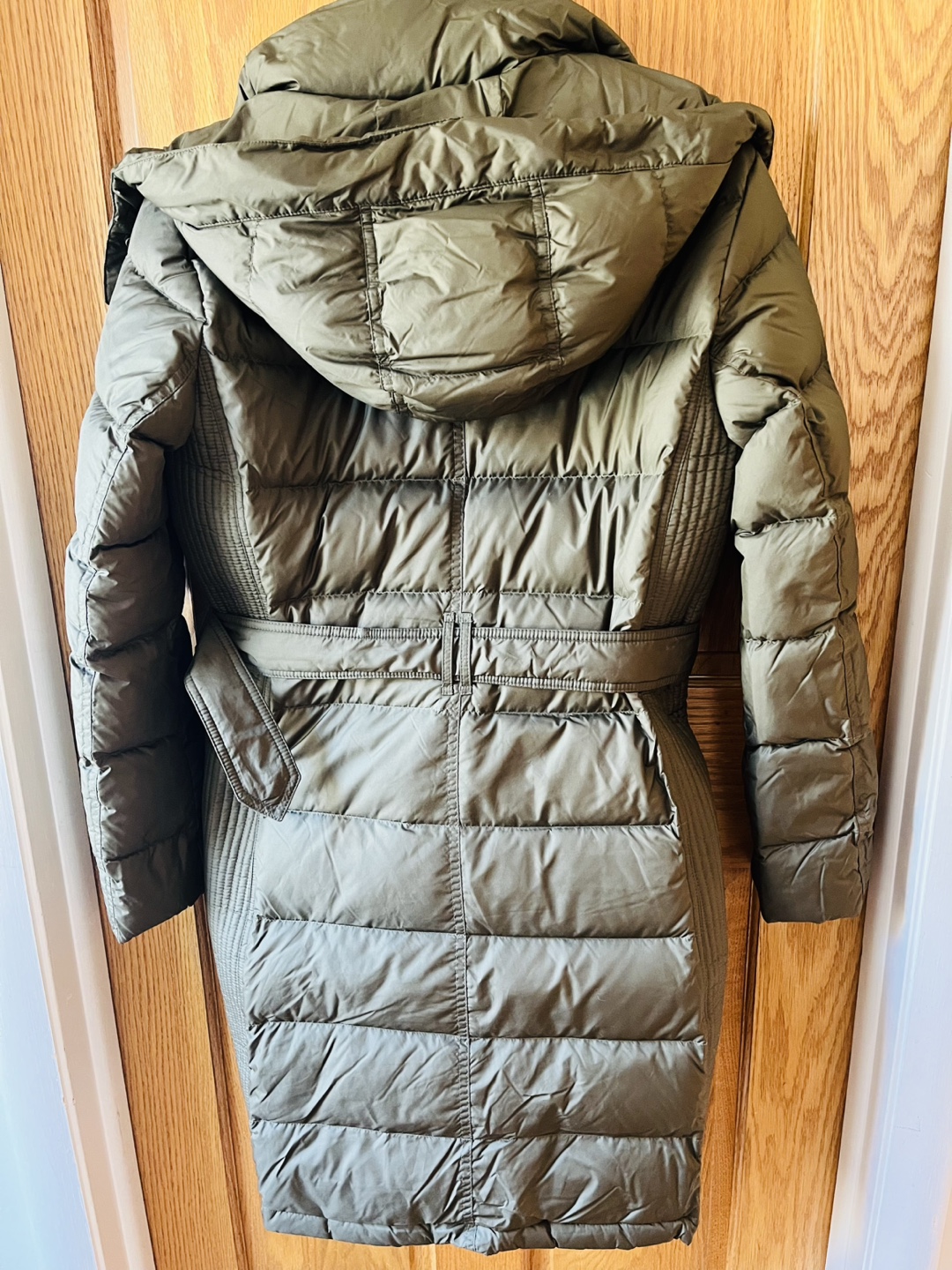 Burberry Brit Olive Green Down Coat with Belt - photo 3